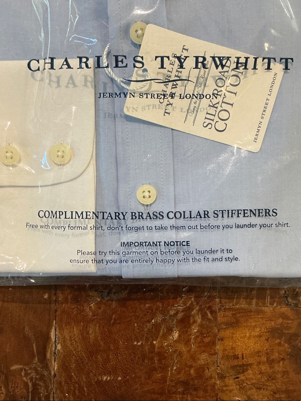Charles Tyrwhitt Light Blue Dress Shirt with White Collar - Picture 4 of 6